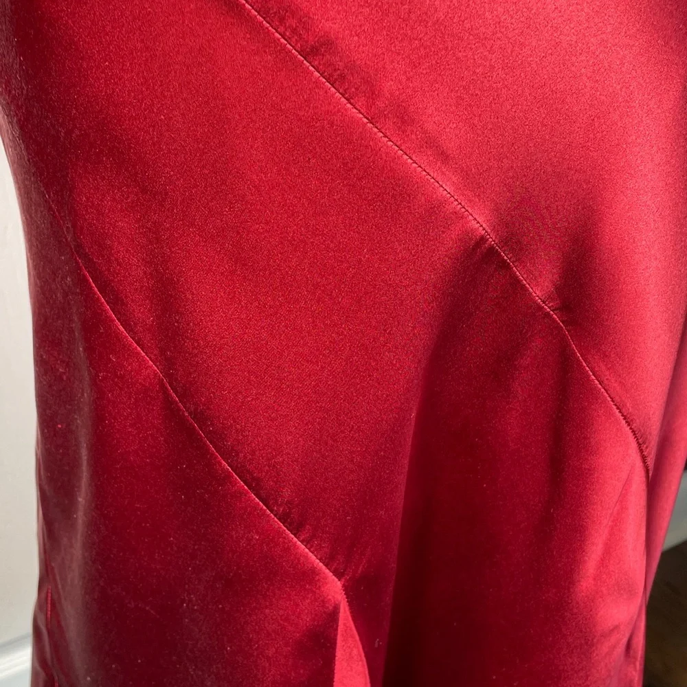 NWT Charter Club Red Maroon Satin Silk Bias Midi Skirt Size 14 - Picture 2 of 8